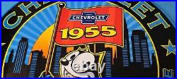Vintage Chevrolet Porcelain Felix Chevy Gas Auto Trucks Service Pump Plate Sign