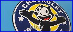 Vintage Chevrolet Porcelain Felix Gas Auto Chevy Trucks Service Pump Plate Sign