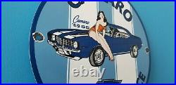 Vintage Chevrolet Porcelain Gas Auto Camaro 69' Ss Dealership Parts Service Sign