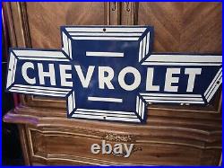 Vintage Chevrolet Porcelain Metal Sign Chevy Truck Service Dealer Auto Sales