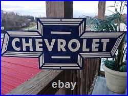 Vintage Chevrolet Porcelain Metal Sign Chevy Truck Service Dealer Auto Sales