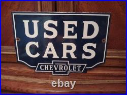 Vintage Chevrolet Porcelain Old Sign Used Car Truck Dealer Service Sales Dept Ad