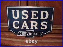 Vintage Chevrolet Porcelain Old Sign Used Car Truck Dealer Service Sales Dept Ad