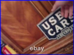 Vintage Chevrolet Porcelain Old Sign Used Car Truck Dealer Service Sales Dept Ad