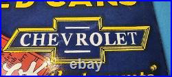 Vintage Chevrolet Porcelain Service Dealership Gas Automobile Used Car Sign