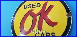 Vintage Chevrolet Porcelain Service Ok Dealership Gas Automobile Used Cars Sign