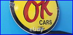 Vintage Chevrolet Porcelain Service Ok Dealership Gas Automobile Used Cars Sign