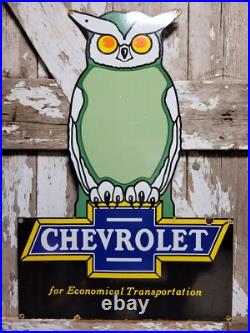 Vintage Chevrolet Porcelain Sign 36 Old Gas Car Chevy Diecut Dealer Sales Store