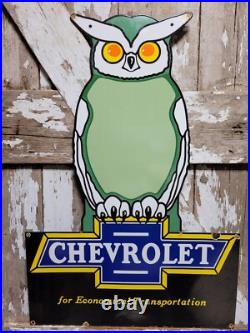 Vintage Chevrolet Porcelain Sign 36 Old Gas Car Chevy Diecut Dealer Sales Store