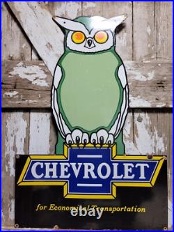 Vintage Chevrolet Porcelain Sign 36 Old Gas Car Chevy Diecut Dealer Sales Store