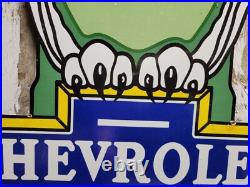 Vintage Chevrolet Porcelain Sign 36 Old Gas Car Chevy Diecut Dealer Sales Store