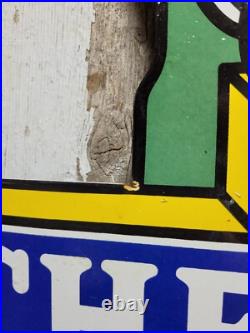 Vintage Chevrolet Porcelain Sign 36 Old Gas Car Chevy Diecut Dealer Sales Store