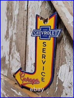 Vintage Chevrolet Porcelain Sign Car Repair Gas Oil Chevy Service Garage Arrow