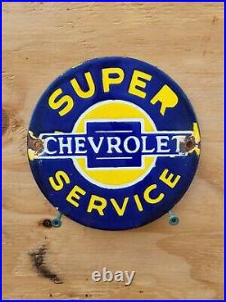 Vintage Chevrolet Porcelain Sign Car Truck Automobile Dealer Gas Oil Service