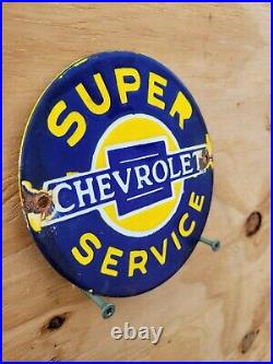 Vintage Chevrolet Porcelain Sign Car Truck Automobile Dealer Gas Oil Service