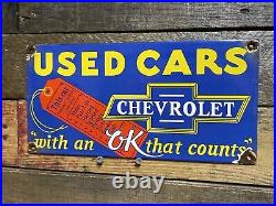 Vintage Chevrolet Porcelain Sign Chevy Auto Dealer Gas Station Motor Oil Service