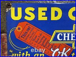 Vintage Chevrolet Porcelain Sign Chevy Auto Dealer Gas Station Motor Oil Service