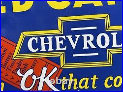 Vintage Chevrolet Porcelain Sign Chevy Auto Dealer Gas Station Motor Oil Service