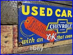 Vintage Chevrolet Porcelain Sign Chevy Auto Dealer Gas Station Motor Oil Service