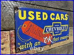 Vintage Chevrolet Porcelain Sign Chevy Auto Dealer Gas Station Motor Oil Service