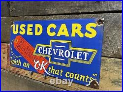 Vintage Chevrolet Porcelain Sign Chevy Auto Dealer Gas Station Motor Oil Service