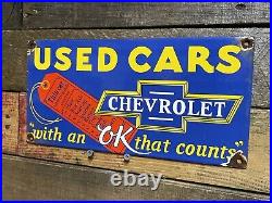 Vintage Chevrolet Porcelain Sign Chevy Auto Dealer Gas Station Motor Oil Service