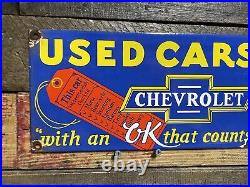 Vintage Chevrolet Porcelain Sign Chevy Auto Dealer Gas Station Motor Oil Service