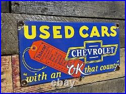 Vintage Chevrolet Porcelain Sign Chevy Auto Dealer Gas Station Motor Oil Service