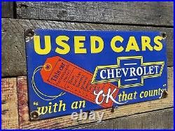 Vintage Chevrolet Porcelain Sign Chevy Auto Dealer Gas Station Motor Oil Service