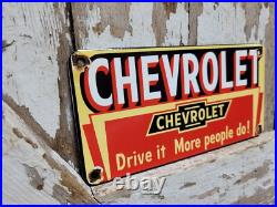 Vintage Chevrolet Porcelain Sign Chevy Gas Automobile Sales Service Car Dealer