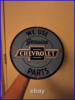 Vintage Chevrolet Porcelain Sign Chevy Gas Automobile Sales Service Car Dealer