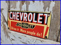 Vintage Chevrolet Porcelain Sign Chevy Gas Automobile Sales Service Car Dealer
