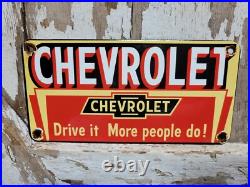 Vintage Chevrolet Porcelain Sign Chevy Gas Automobile Sales Service Car Dealer