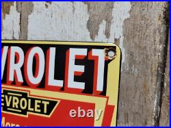 Vintage Chevrolet Porcelain Sign Chevy Gas Automobile Sales Service Car Dealer