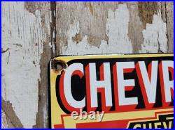 Vintage Chevrolet Porcelain Sign Chevy Gas Automobile Sales Service Car Dealer