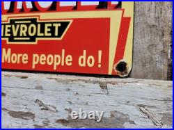 Vintage Chevrolet Porcelain Sign Chevy Gas Automobile Sales Service Car Dealer