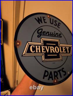 Vintage Chevrolet Porcelain Sign Chevy Gas Automobile Sales Service Car Dealer