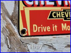 Vintage Chevrolet Porcelain Sign Chevy Gas Automobile Sales Service Car Dealer
