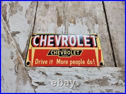 Vintage Chevrolet Porcelain Sign Chevy Gas Automobile Sales Service Car Dealer