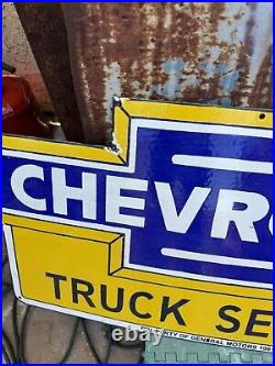 Vintage Chevrolet Porcelain Sign Chevy Truck Service Chevy Dealer Car Auto Sales