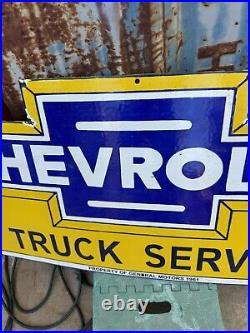 Vintage Chevrolet Porcelain Sign Chevy Truck Service Chevy Dealer Car Auto Sales