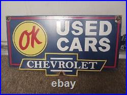 Vintage Chevrolet Porcelain Sign Chevy Used Car Dealer Gas Auto Dealer Service