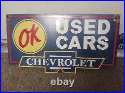 Vintage Chevrolet Porcelain Sign Chevy Used Car Dealer Gas Auto Dealer Service