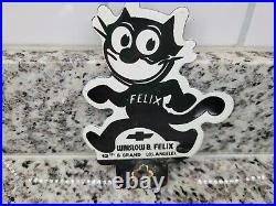 Vintage Chevrolet Porcelain Sign Felix Cat Tag Topper Oil Gas Car Dealer Service