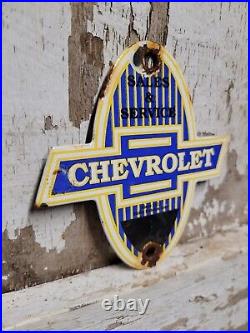 Vintage Chevrolet Porcelain Sign Match Strike Car Truck Dealer Sales Service
