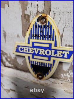 Vintage Chevrolet Porcelain Sign Match Strike Car Truck Dealer Sales Service