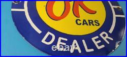 Vintage Chevrolet Porcelain Sign OK Used Car Dealer Automobile Motors Gas Sign