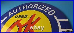 Vintage Chevrolet Porcelain Sign OK Used Car Dealer Automobile Motors Gas Sign