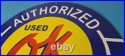 Vintage Chevrolet Porcelain Sign OK Used Car Dealer Automobile Motors Gas Sign