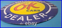 Vintage Chevrolet Porcelain Sign OK Used Car Dealer Automobile Motors Gas Sign